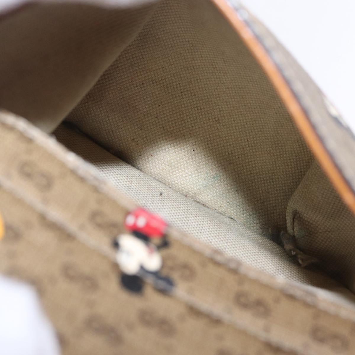 GUCCI Micro GG Supreme GUCCIxDisney Bag PVC Beige Gold 603898 Auth LN145