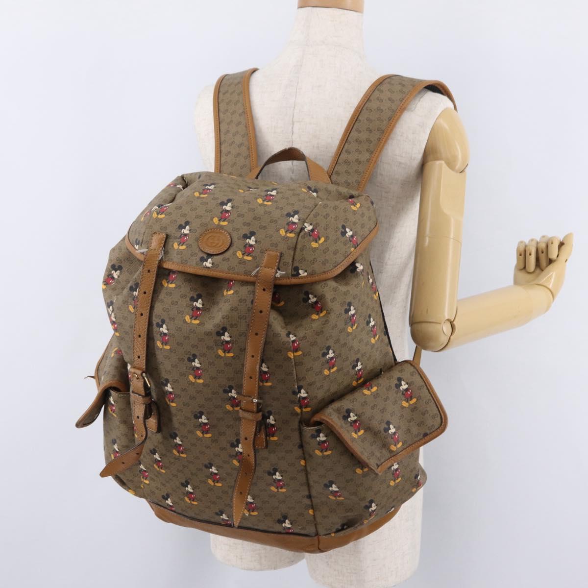 GUCCI Micro GG Supreme GUCCIxDisney Bag PVC Beige Gold 603898 Auth LN145