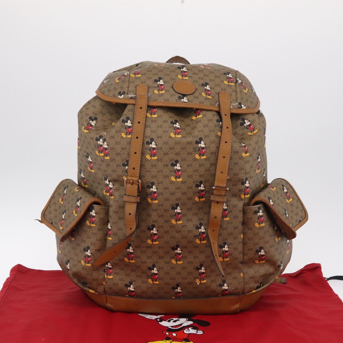GUCCI Micro GG Supreme GUCCIxDisney Bag PVC Beige Gold 603898 Auth LN145
