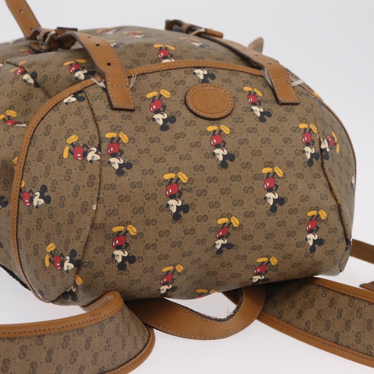 GUCCI Micro GG Supreme GUCCIxDisney Bag PVC Beige Gold 603898 Auth LN145