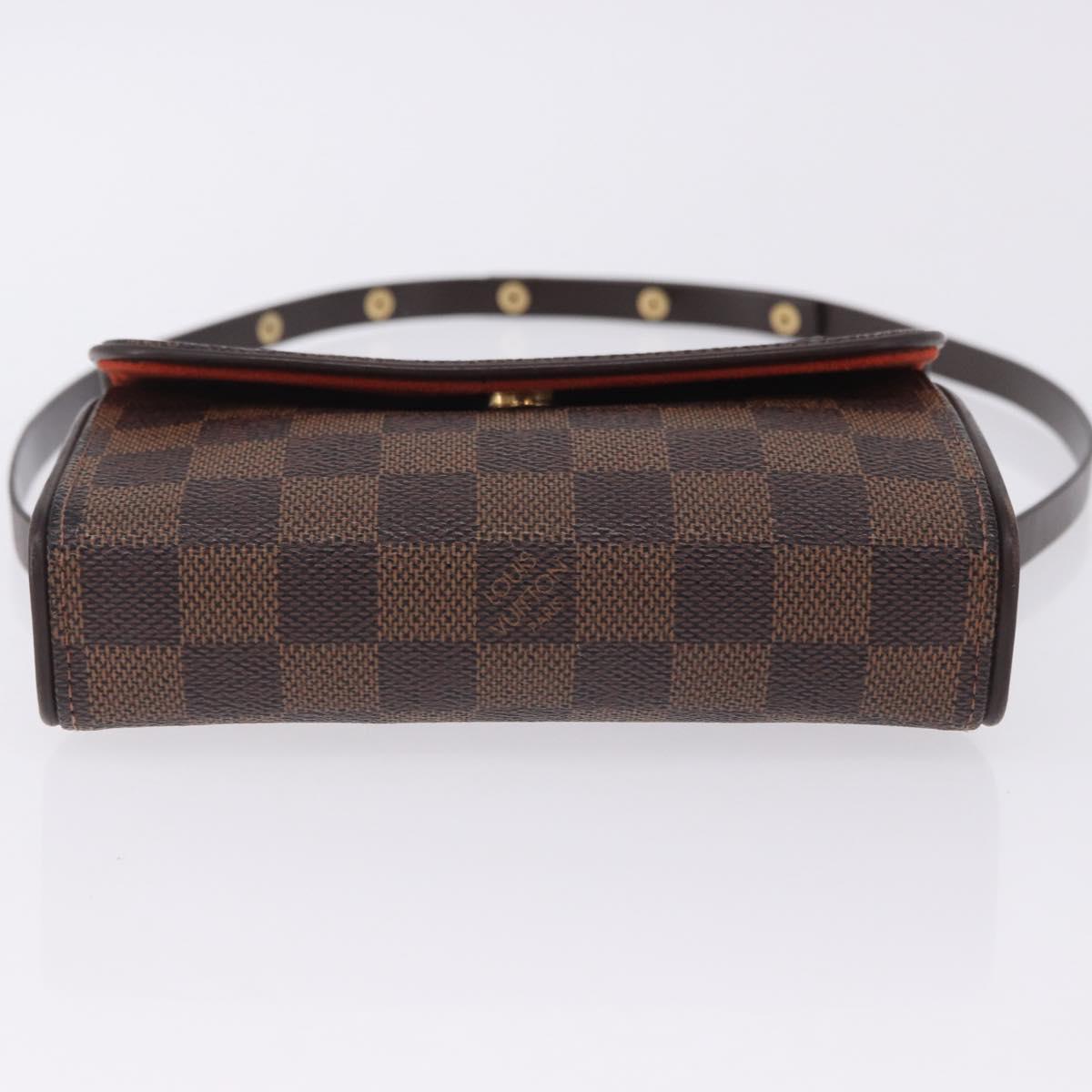 LOUIS VUITTON Damier Ebene Pochette Florentine Waist Bag N51856 LV Auth LN147V