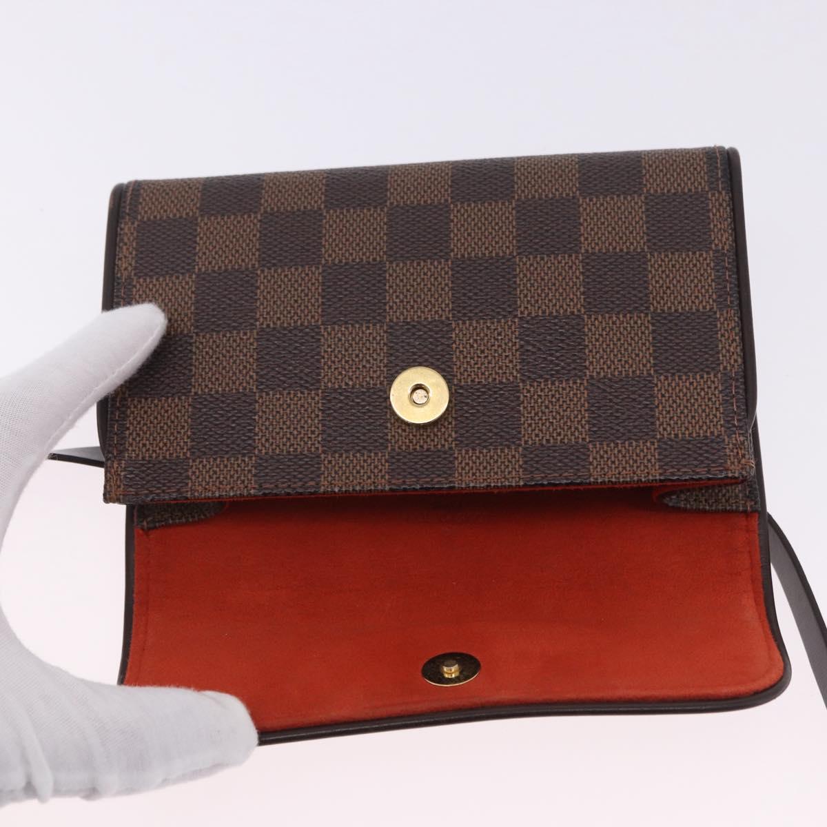 LOUIS VUITTON Damier Ebene Pochette Florentine Waist Bag N51856 LV Auth LN147V