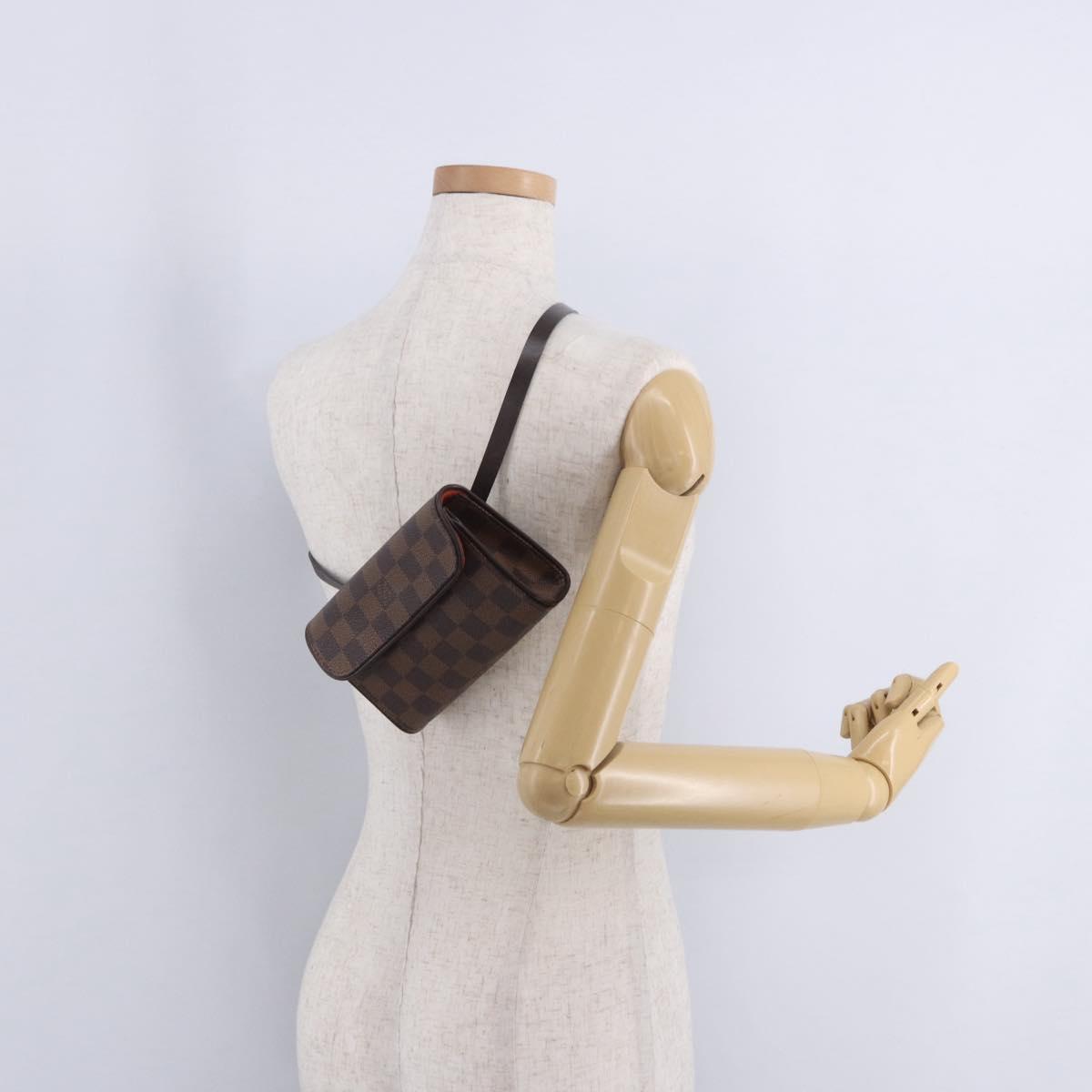 LOUIS VUITTON Damier Ebene Pochette Florentine Waist Bag N51856 LV Auth LN147V
