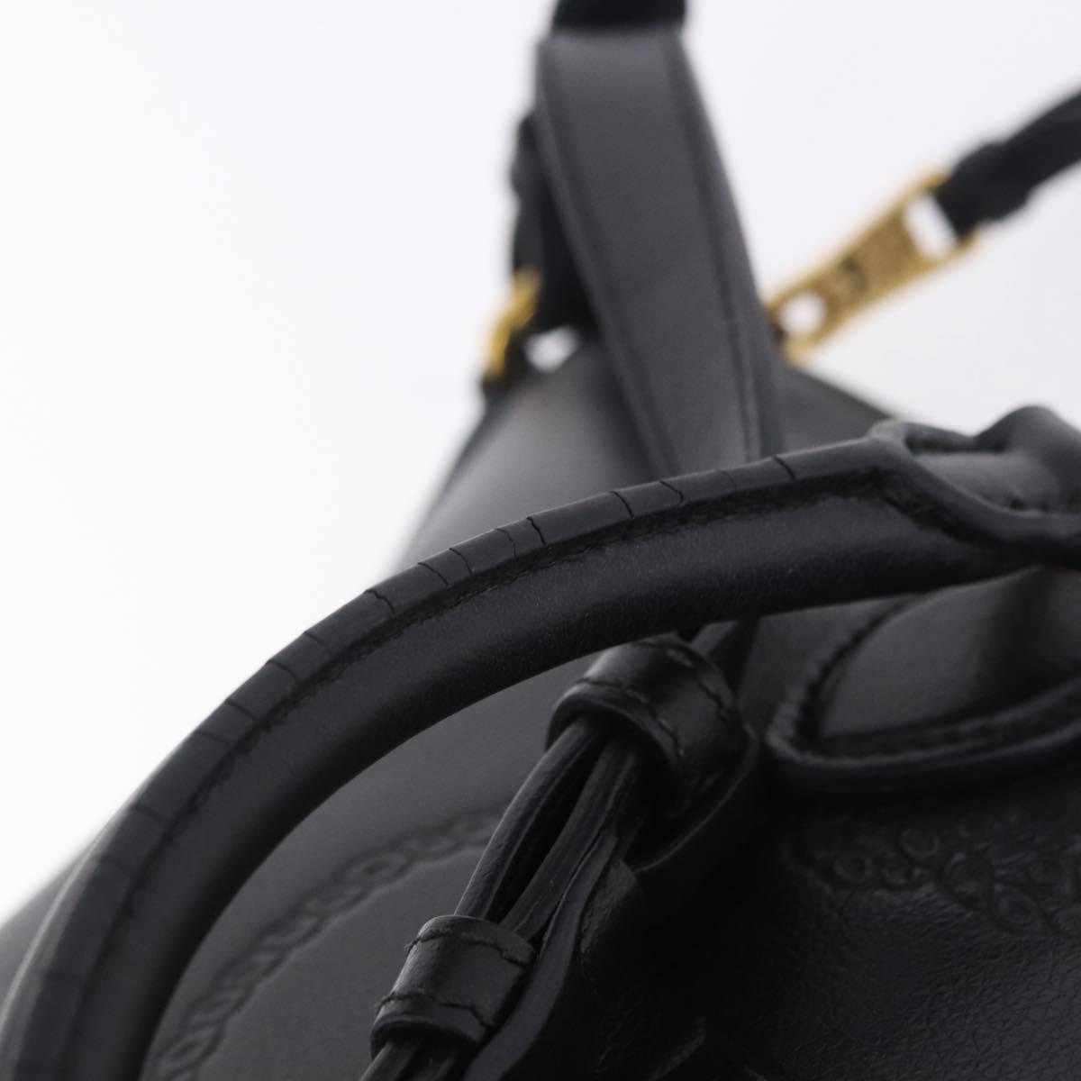 PRADA Hand Bag Leather 2way Black Gold Auth LN148V