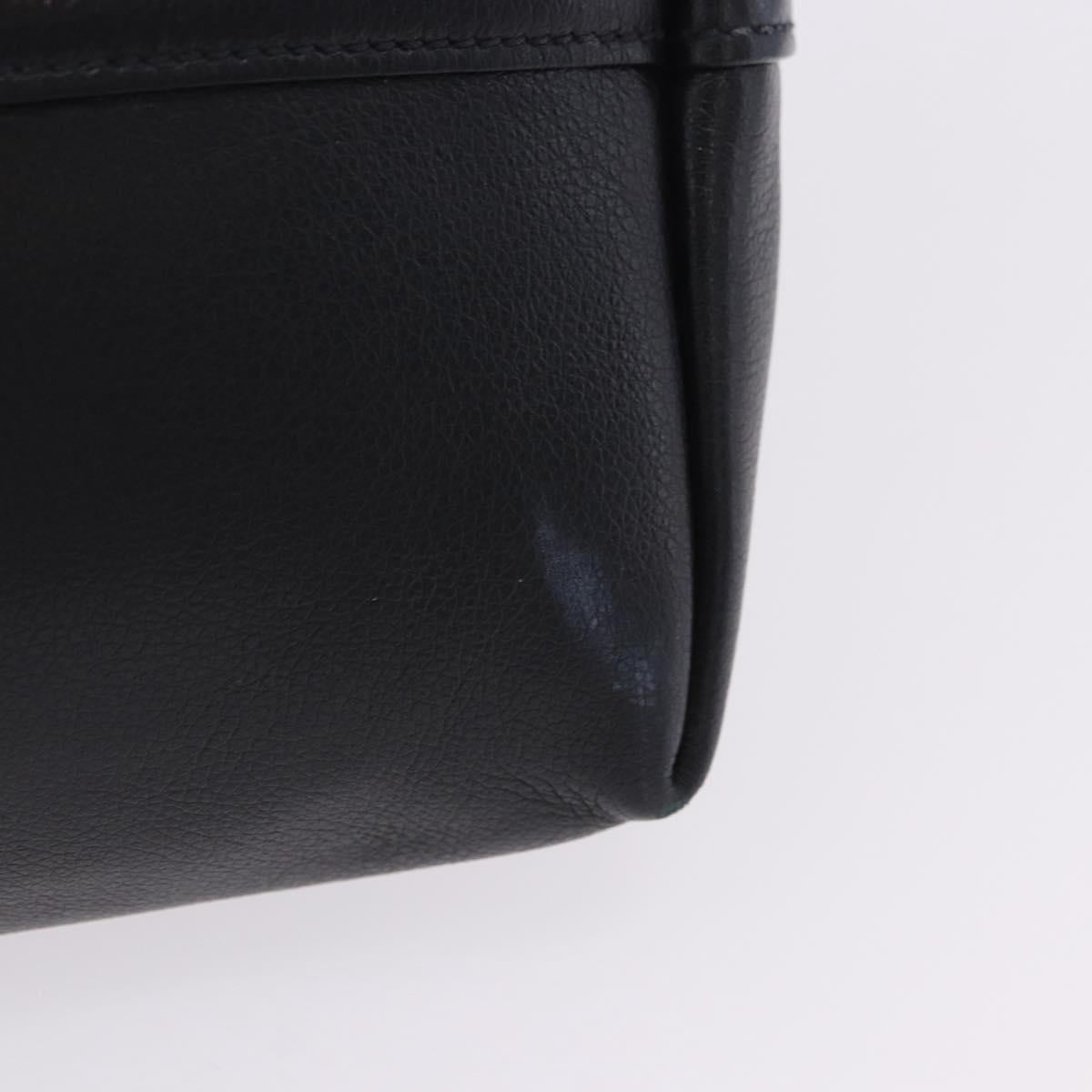PRADA Hand Bag Leather 2way Black Gold Auth LN148V