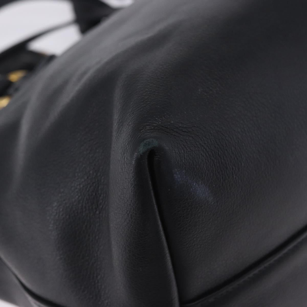 PRADA Hand Bag Leather 2way Black Gold Auth LN148V
