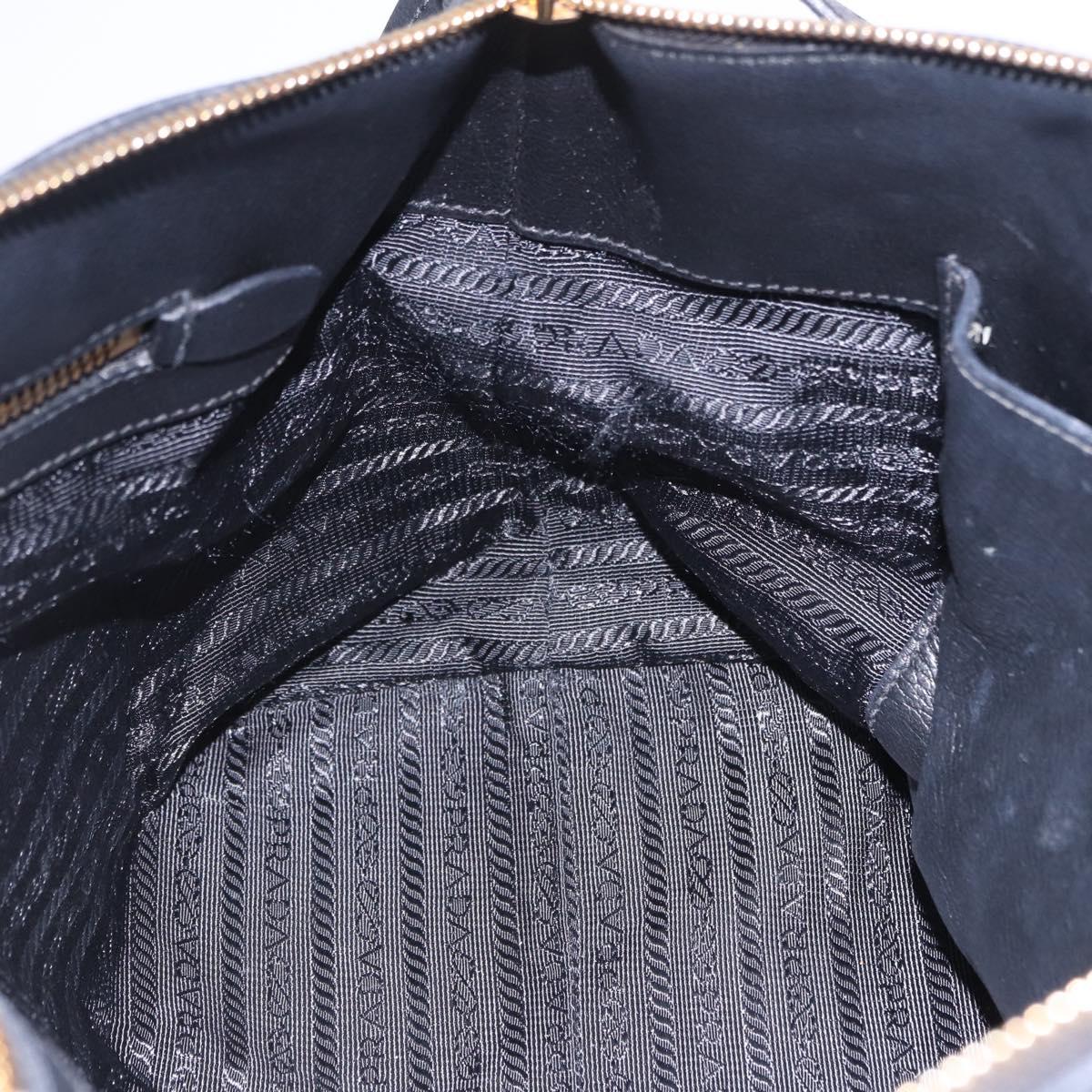 PRADA Hand Bag Leather 2way Black Gold Auth LN148V