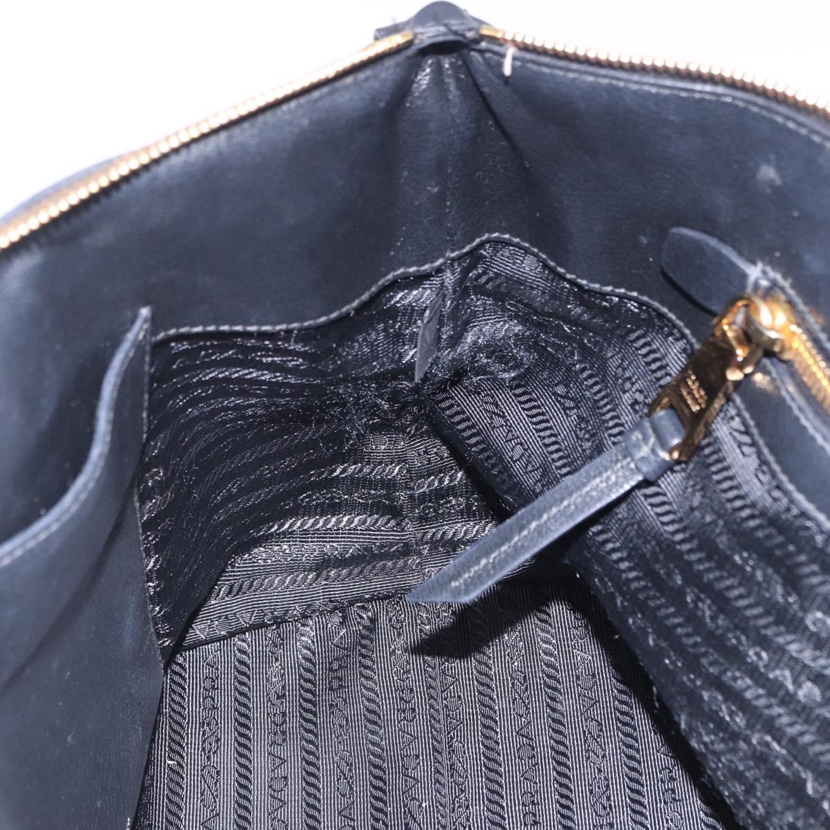 PRADA Hand Bag Leather 2way Black Gold Auth LN148V