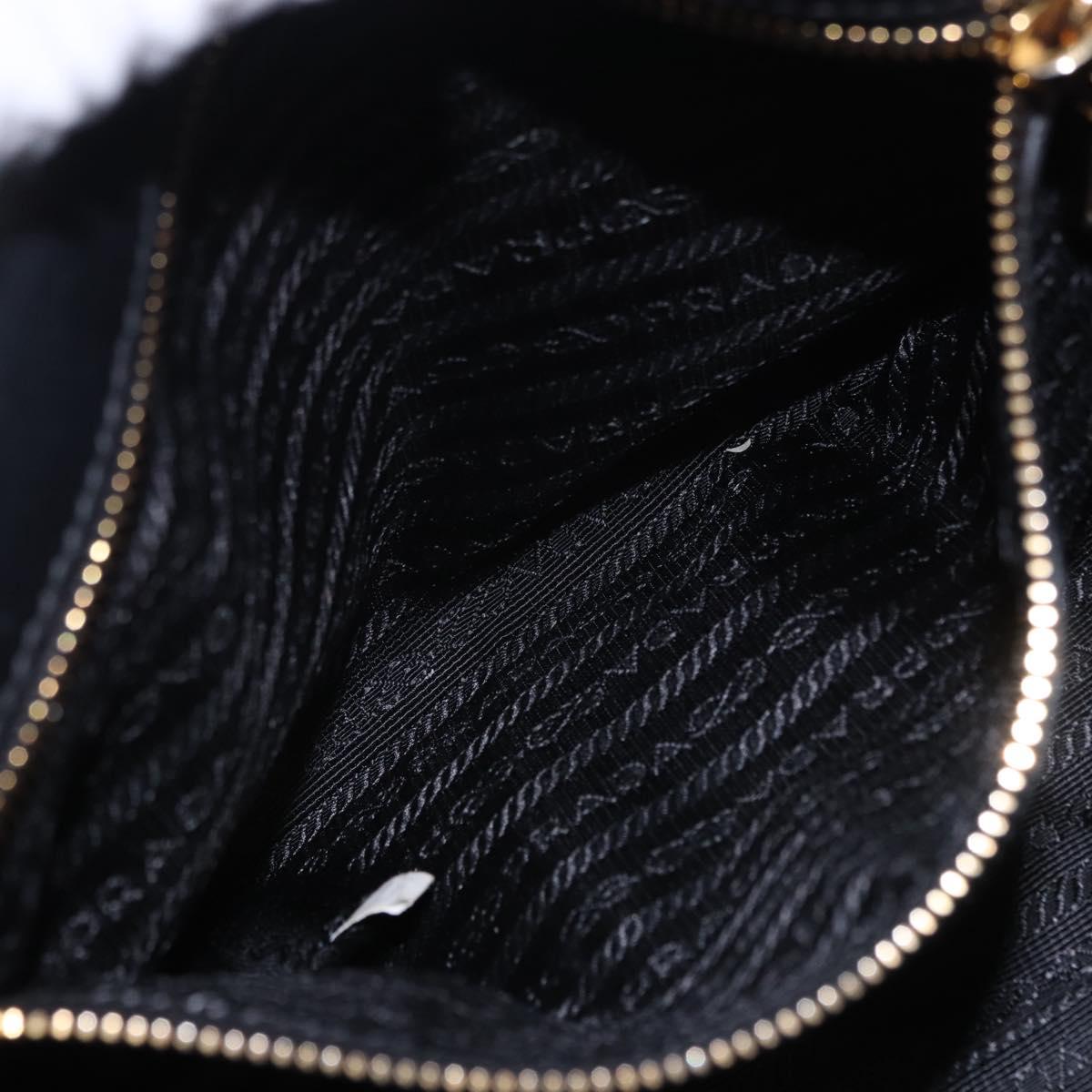 PRADA Hand Bag Leather 2way Black Gold Auth LN148V