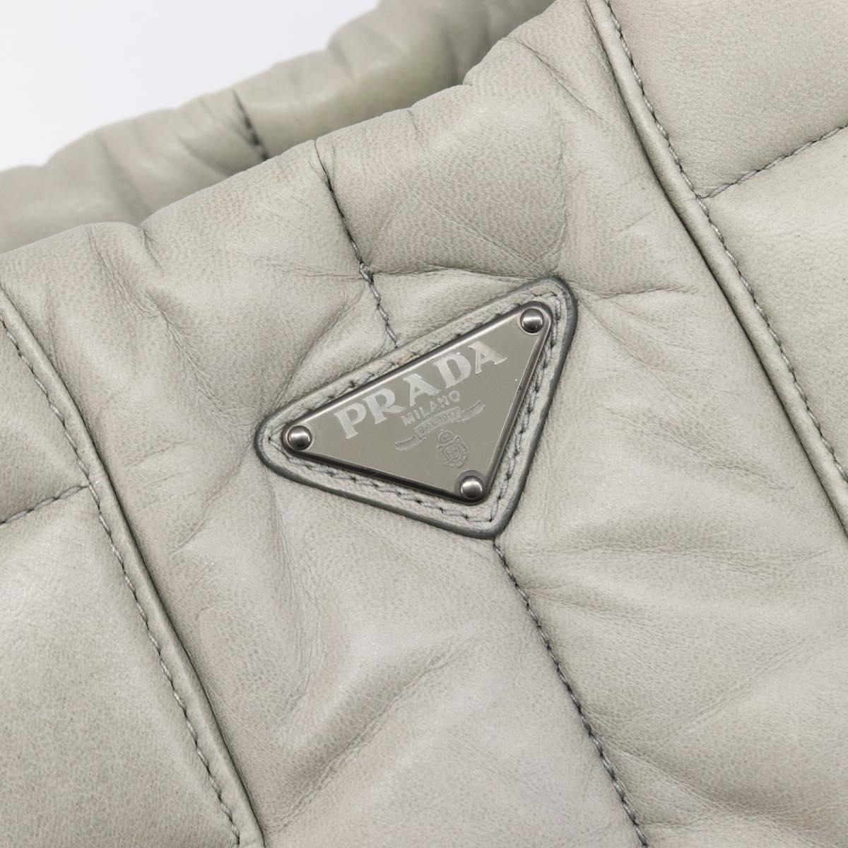 PRADA Nappa Bomber Hand Bag Leather 2way Gray Auth LN154