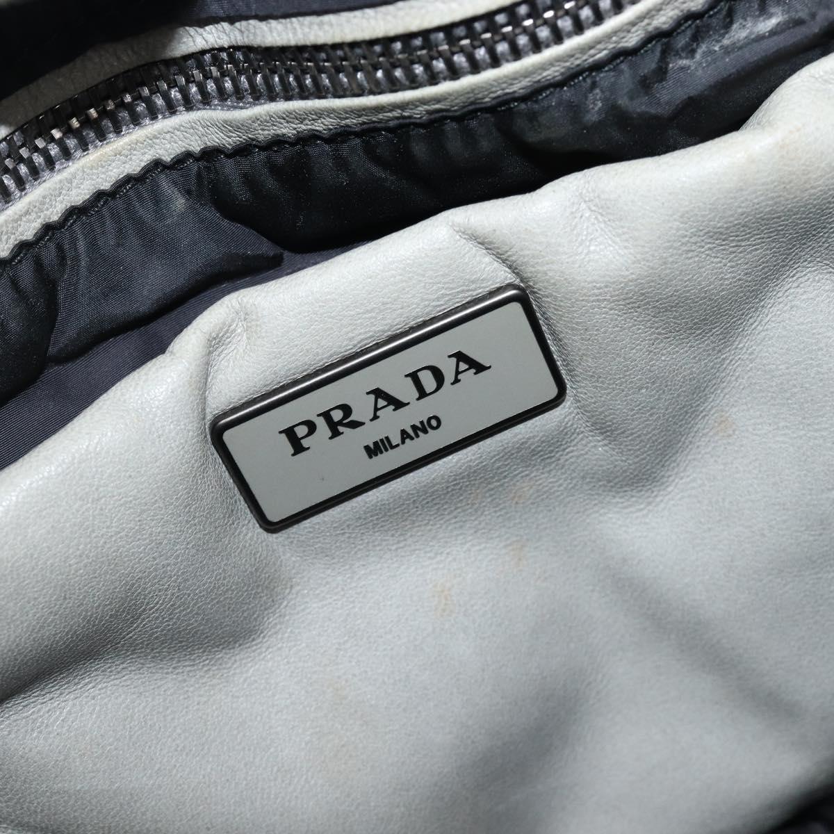 PRADA Nappa Bomber Hand Bag Leather 2way Gray Auth LN154