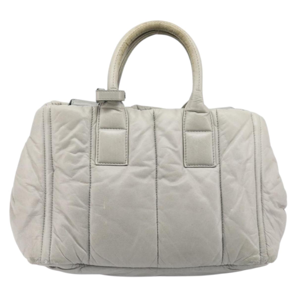 PRADA Nappa Bomber Hand Bag Leather 2way Gray Auth LN154