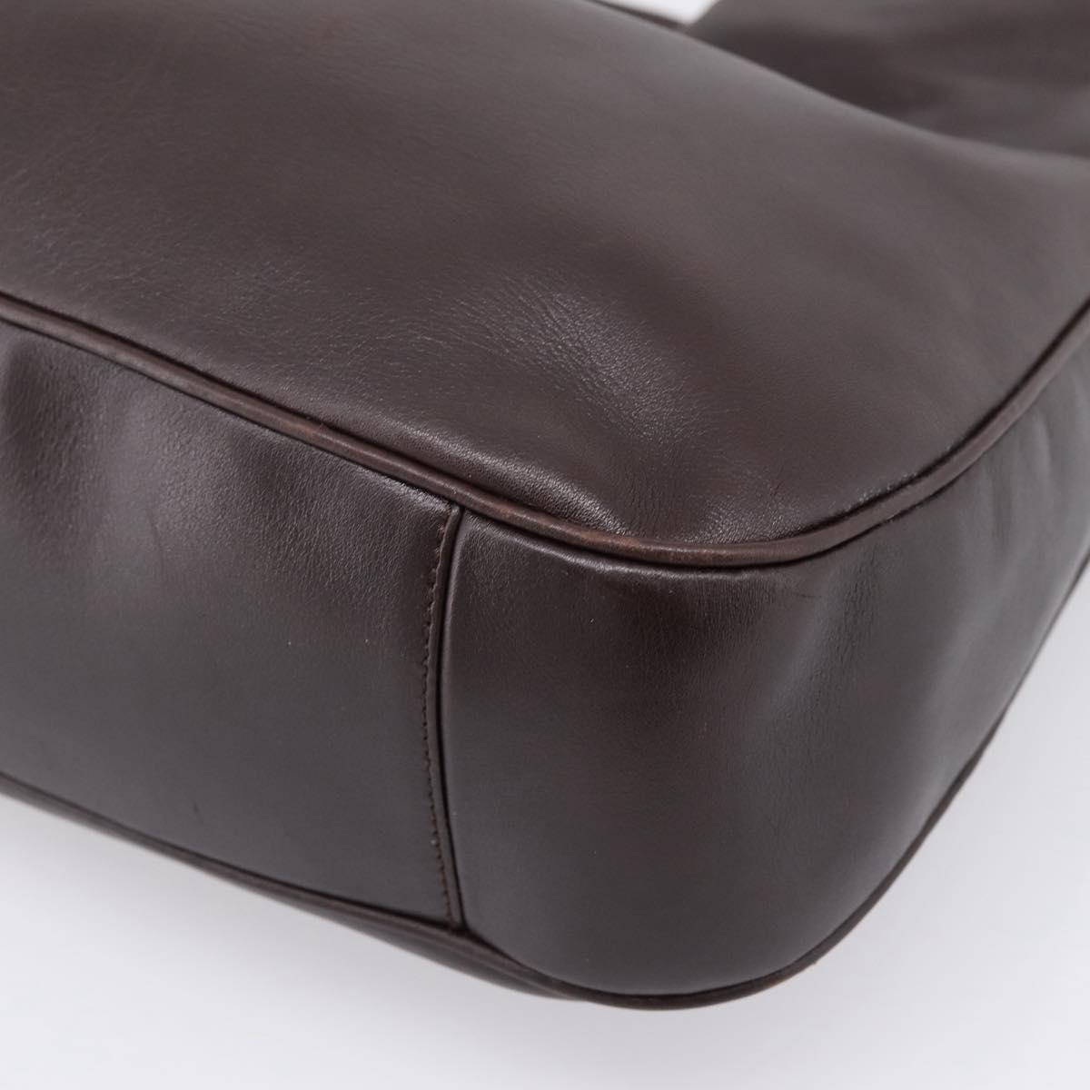 GUCCI Bamboo Shoulder Bag Leather 2way Dark Brown Gold 001 0166 1577 Auth LN160