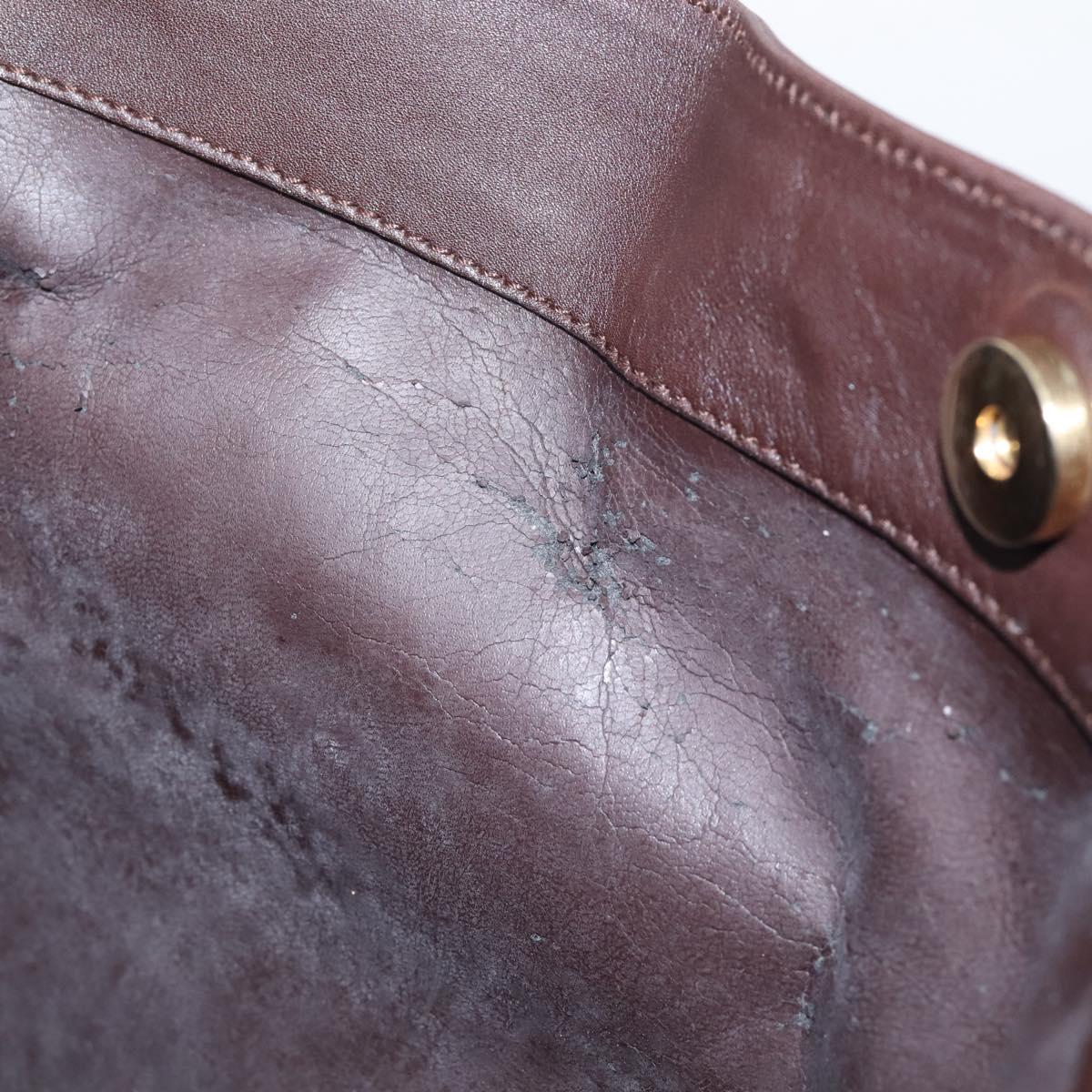 GUCCI Bamboo Shoulder Bag Leather 2way Dark Brown Gold 001 0166 1577 Auth LN160