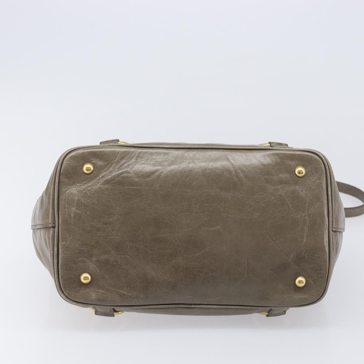 Miu Miu Hand Bag Vitellolux 2way Brown Gold Auth LN167V