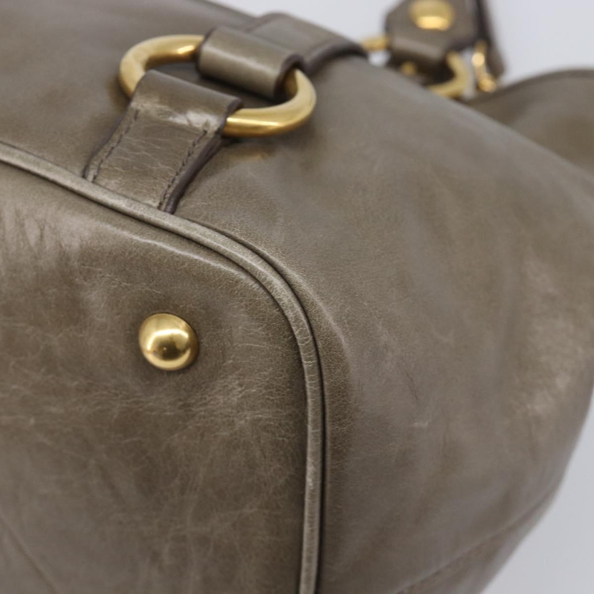 Miu Miu Hand Bag Vitellolux 2way Brown Gold Auth LN167V