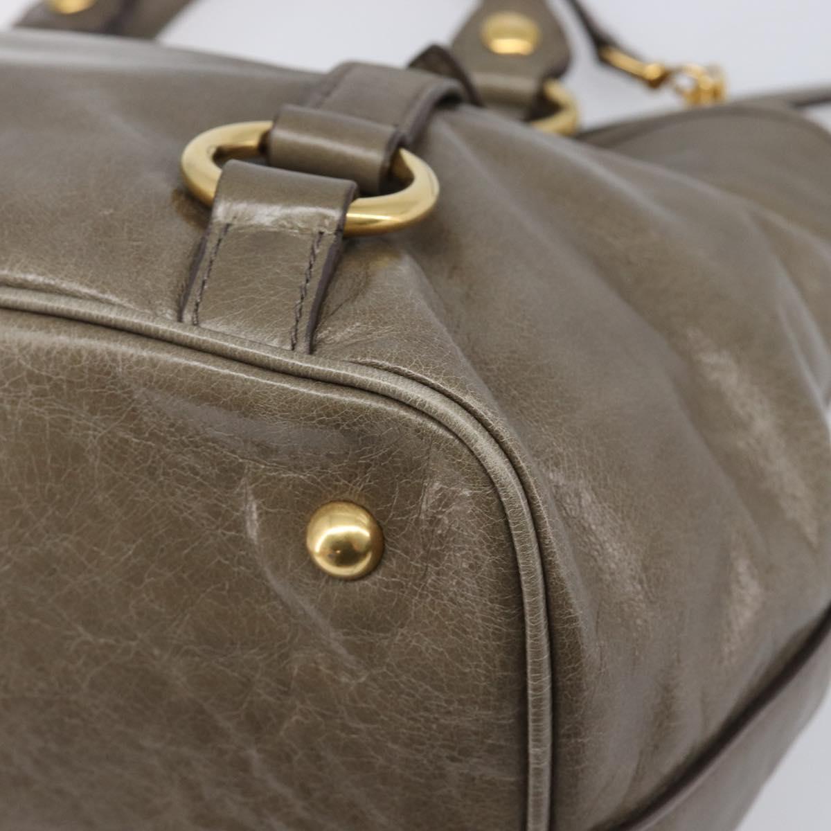 Miu Miu Hand Bag Vitellolux 2way Brown Gold Auth LN167V