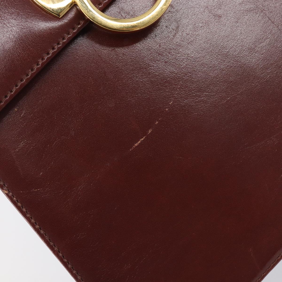 Salvatore Ferragamo Gancini Hand Bag Leather 2way Brown Gold Auth LN168