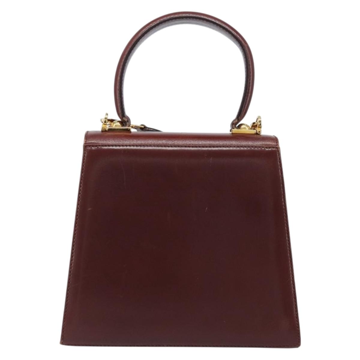 Salvatore Ferragamo Gancini Hand Bag Leather 2way Brown Gold Auth LN168