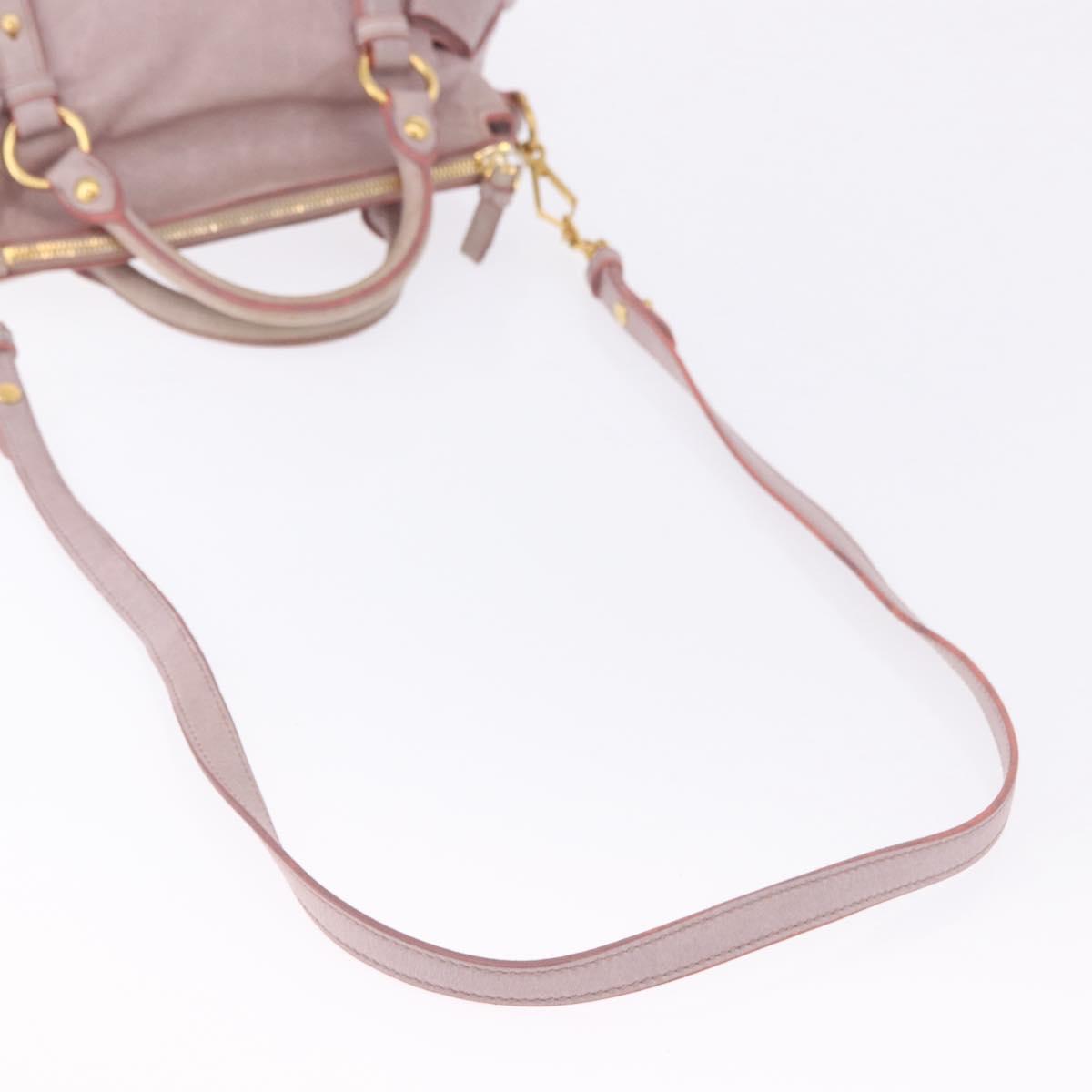 Miu Miu Hand Bag Vitellolux 2way Pink Gold Auth LN171V