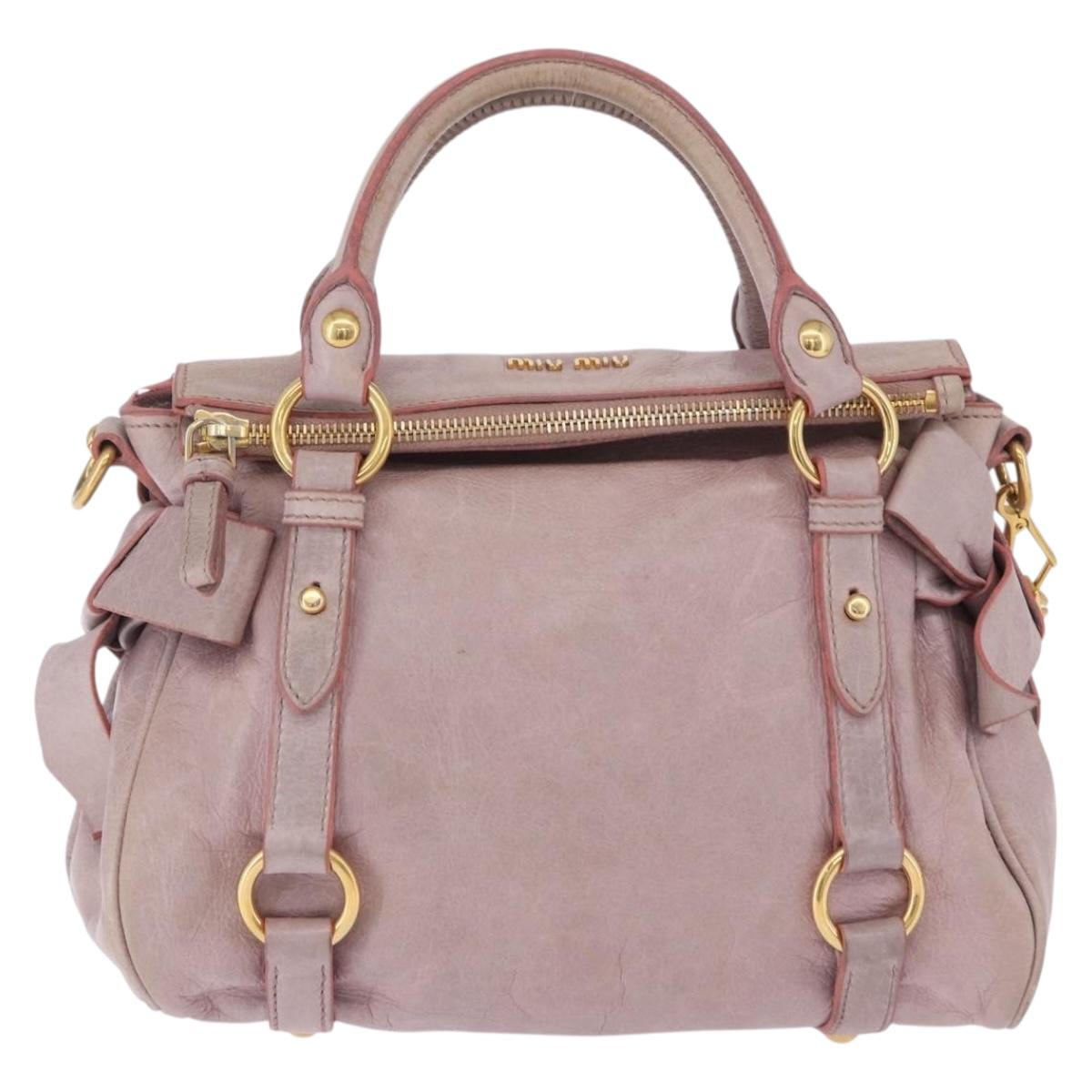 Miu Miu Hand Bag Vitellolux 2way Pink Gold Auth LN171V