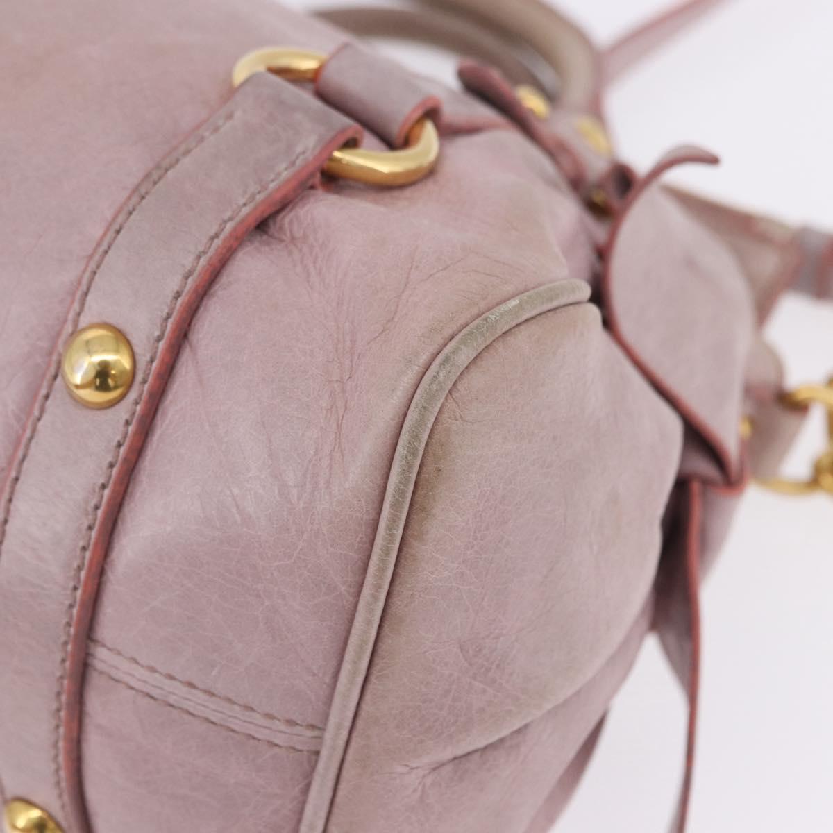 Miu Miu Hand Bag Vitellolux 2way Pink Gold Auth LN171V