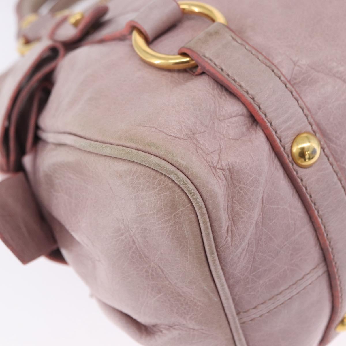 Miu Miu Hand Bag Vitellolux 2way Pink Gold Auth LN171V
