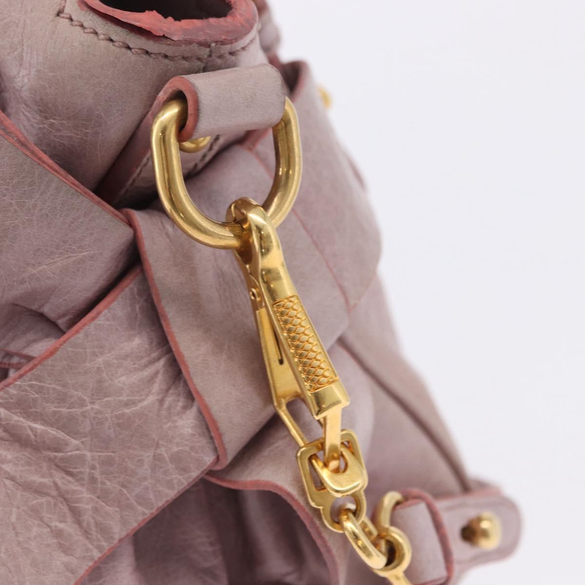 Miu Miu Hand Bag Vitellolux 2way Pink Gold Auth LN171V