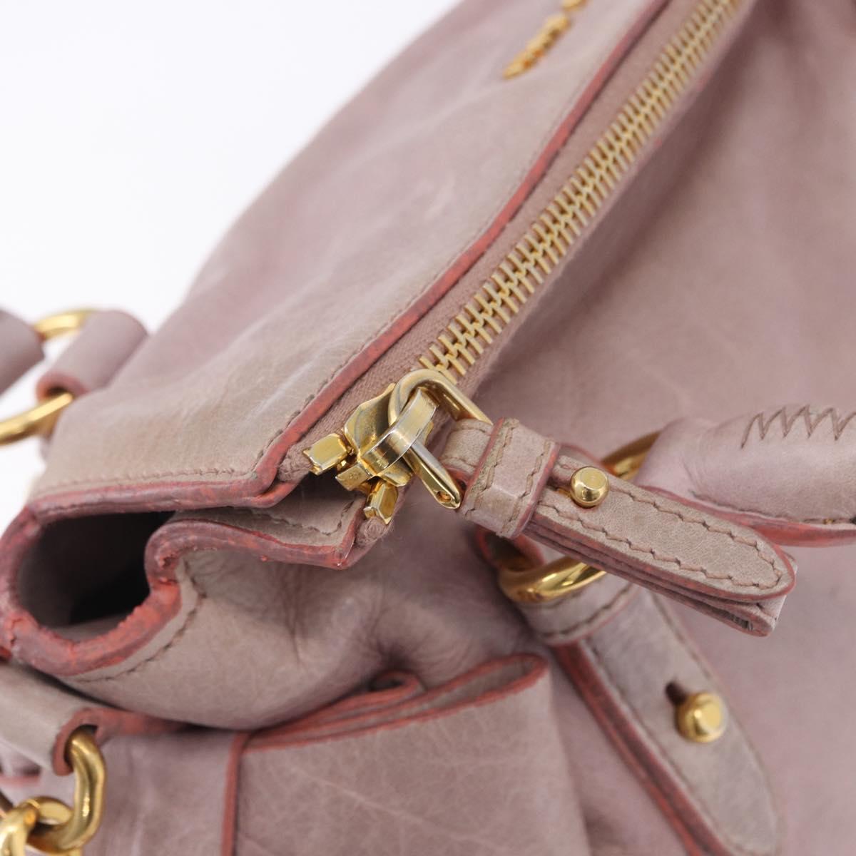 Miu Miu Hand Bag Vitellolux 2way Pink Gold Auth LN171V