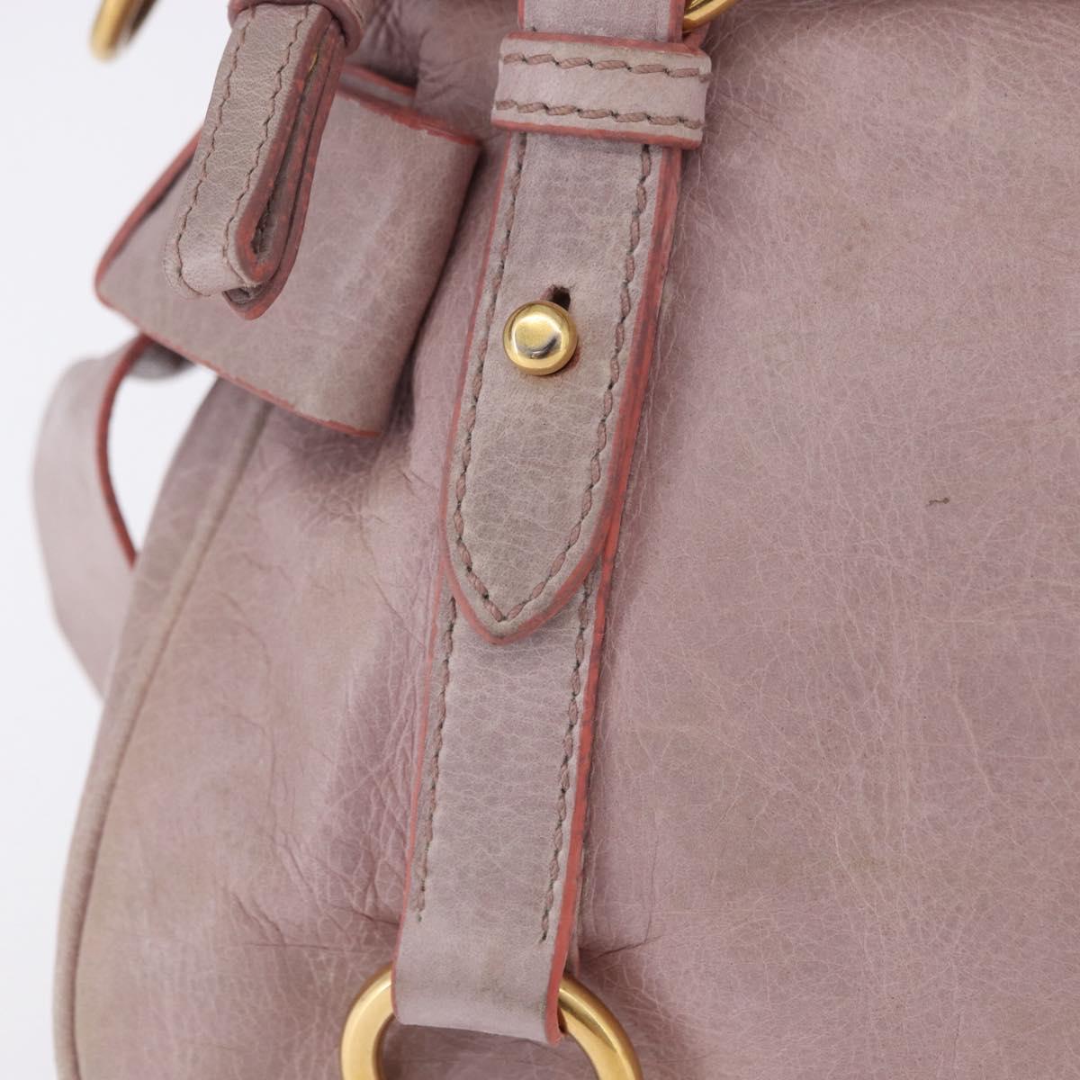Miu Miu Hand Bag Vitellolux 2way Pink Gold Auth LN171V