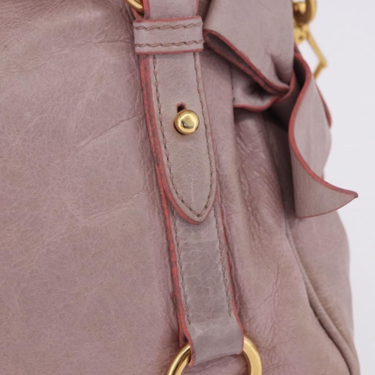 Miu Miu Hand Bag Vitellolux 2way Pink Gold Auth LN171V