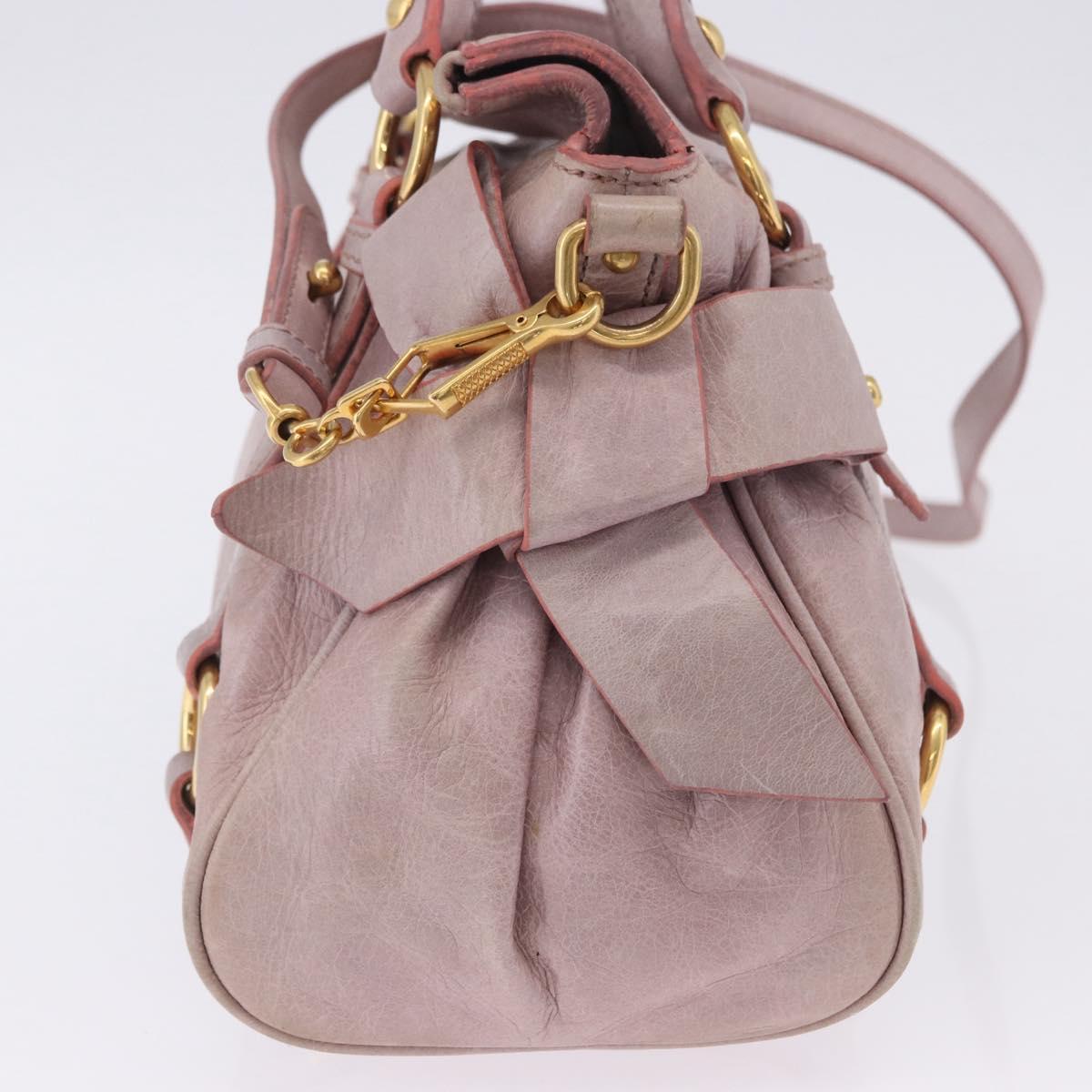 Miu Miu Hand Bag Vitellolux 2way Pink Gold Auth LN171V