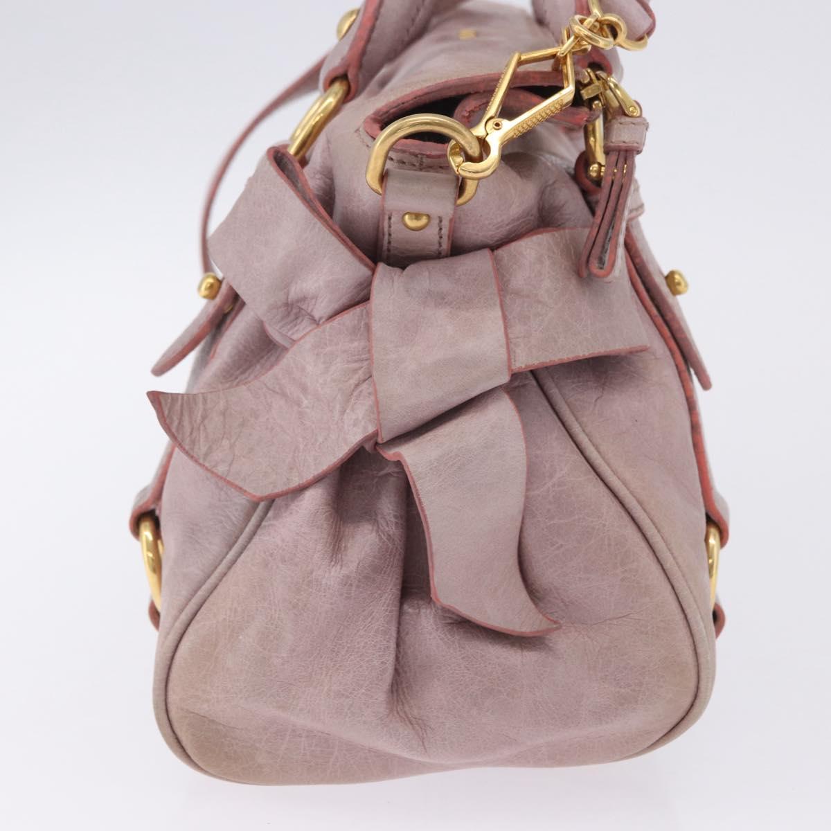 Miu Miu Hand Bag Vitellolux 2way Pink Gold Auth LN171V