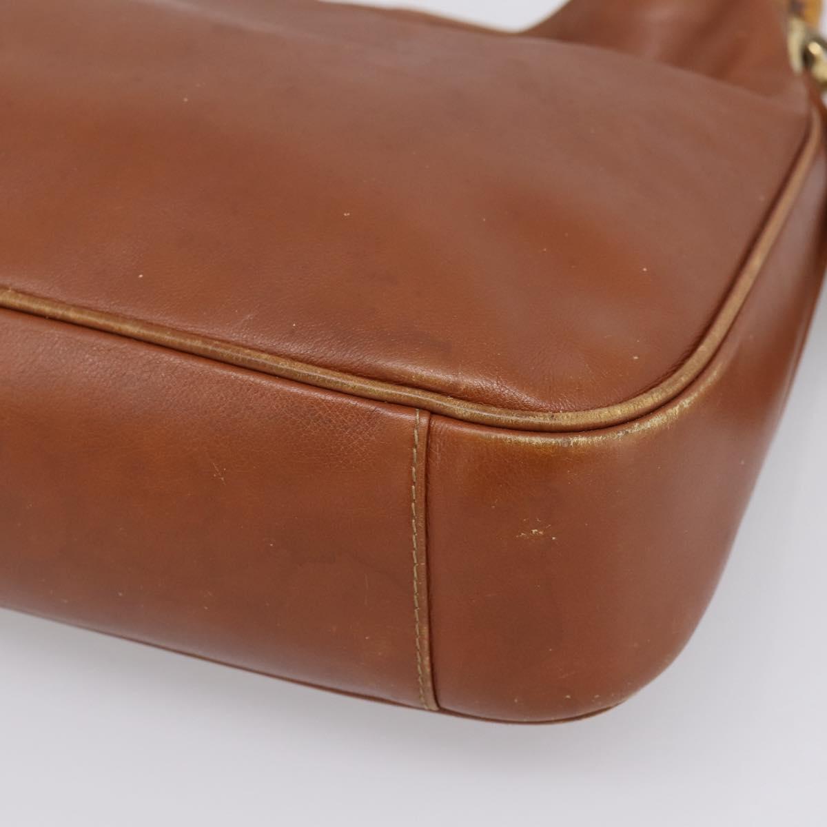 GUCCI Bamboo Shoulder Bag Leather 2way Brown Gold Auth LN172