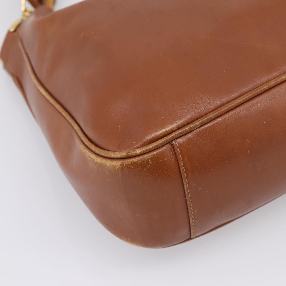 GUCCI Bamboo Shoulder Bag Leather 2way Brown Gold Auth LN172