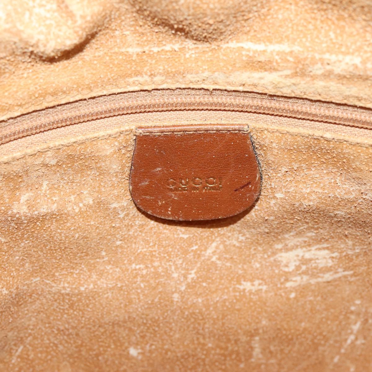 GUCCI Bamboo Shoulder Bag Leather 2way Brown Gold Auth LN172