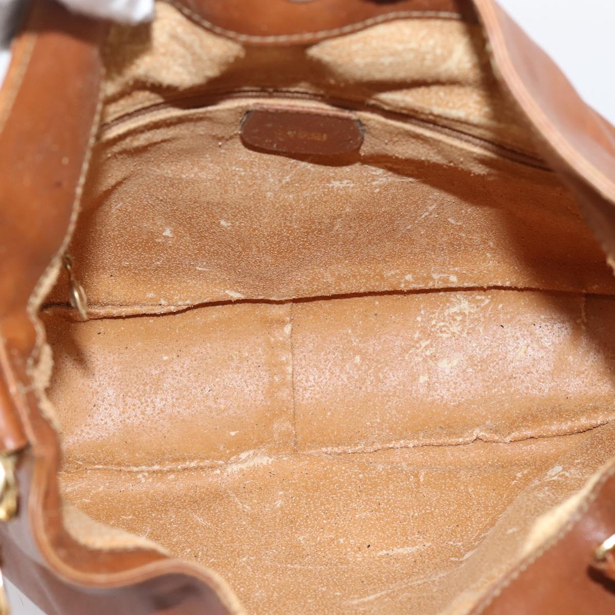 GUCCI Bamboo Shoulder Bag Leather 2way Brown Gold Auth LN172