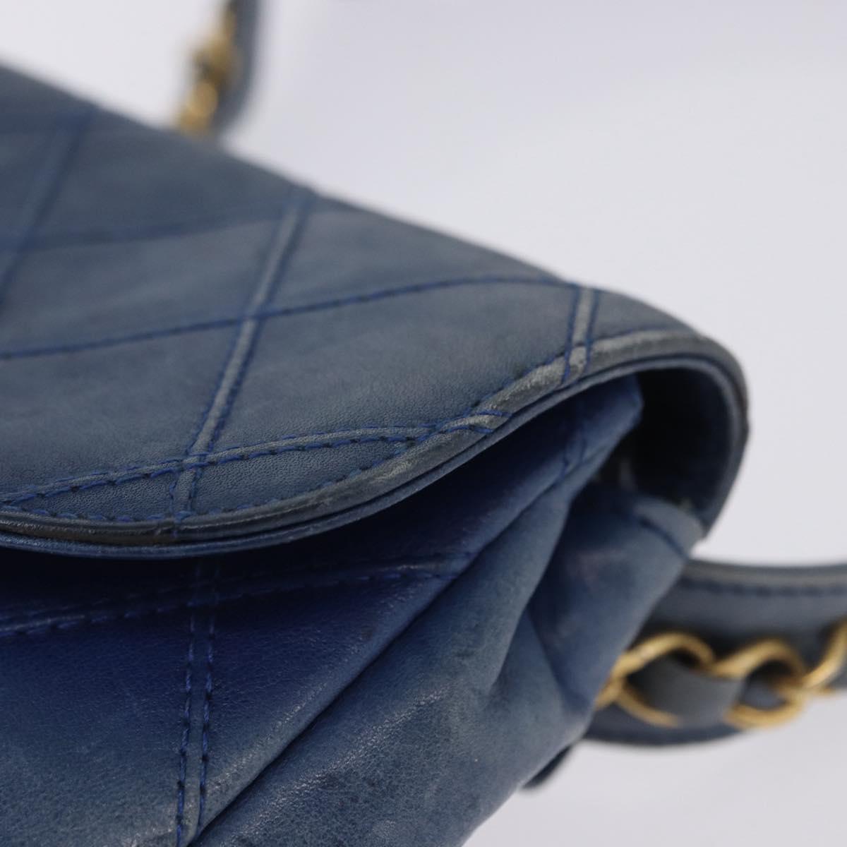 CHANEL Bicolore Waist Bag Leather Blue Gold CC Auth LN173