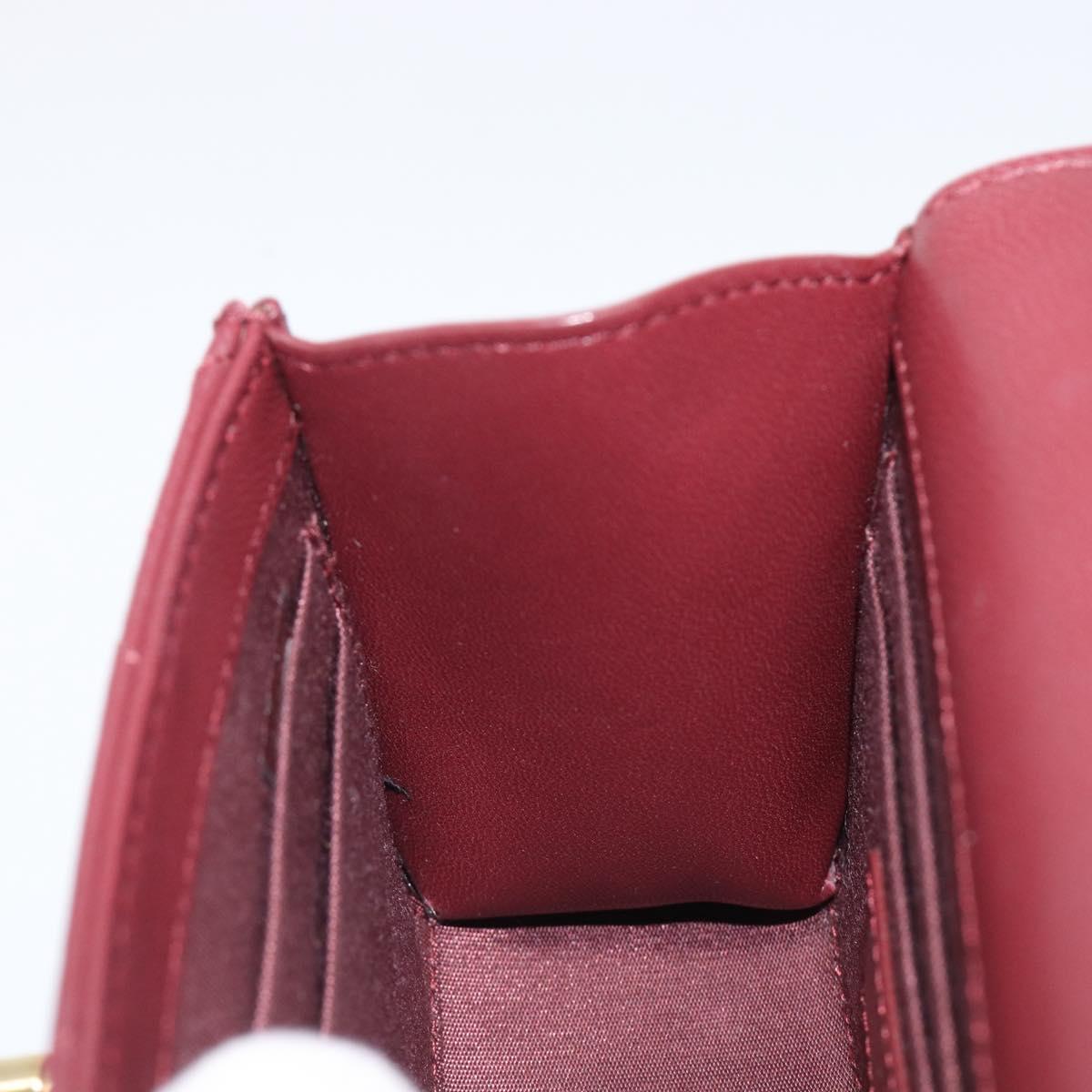 CHANEL Matelasse Chain Shoulder Bag Lamb Skin Bordeaux Gold CC Auth LN176M