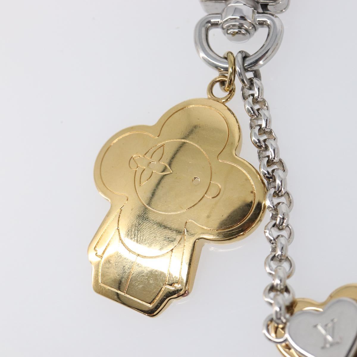 LOUIS VUITTON Chain Vivienne BFF Key Holder Metal Silver M00835 LV Auth LN178M