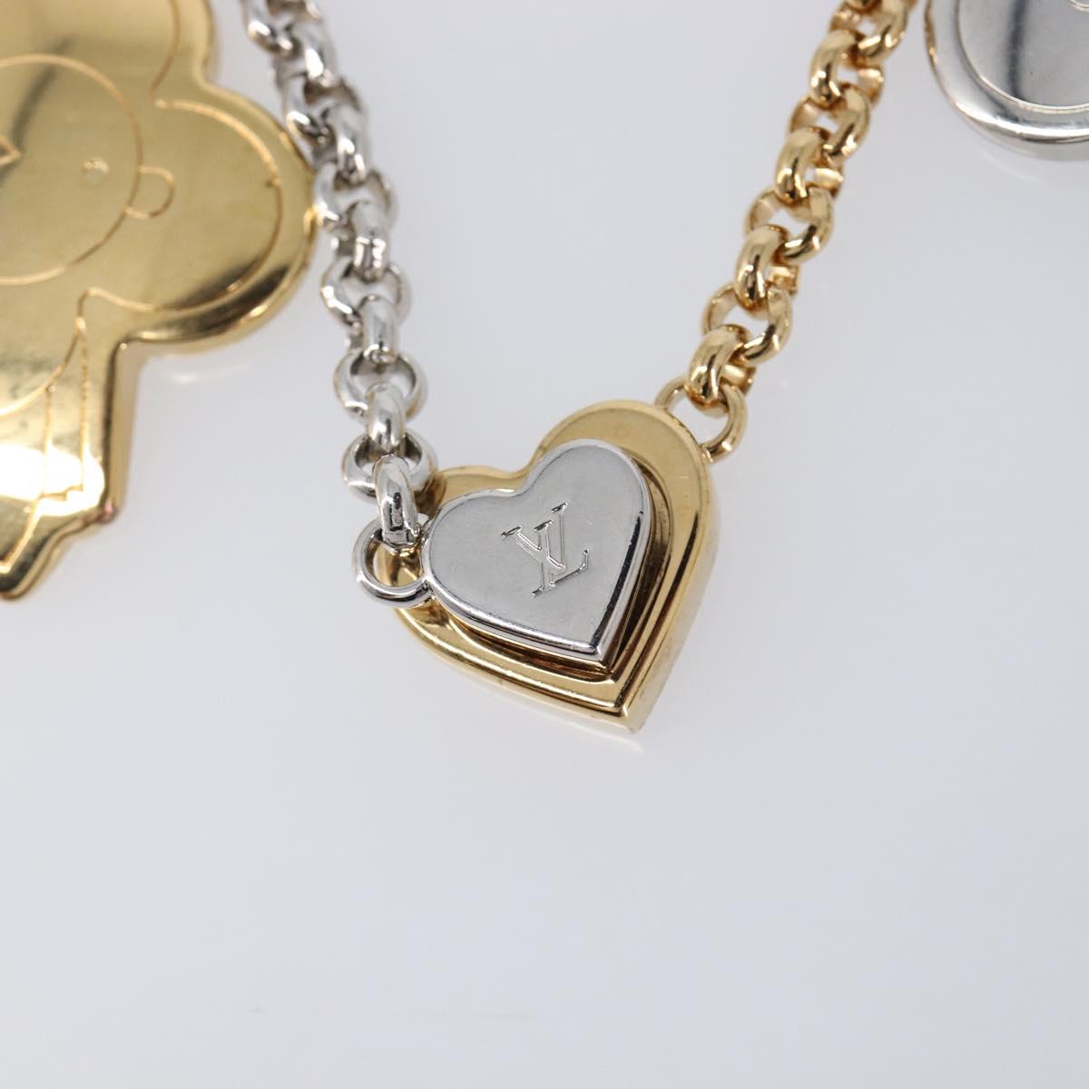 LOUIS VUITTON Chain Vivienne BFF Key Holder Metal Silver M00835 LV Auth LN178M
