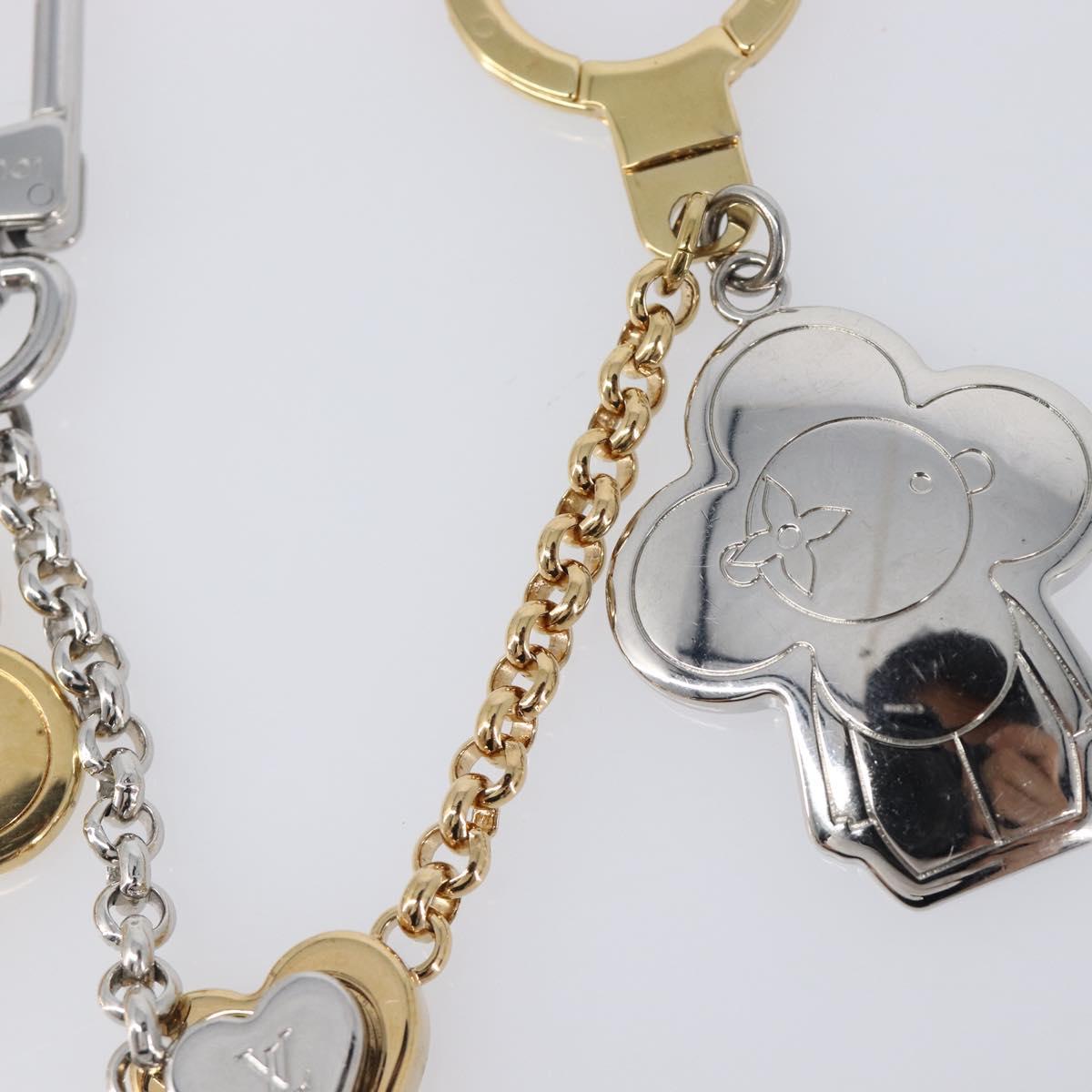 LOUIS VUITTON Chain Vivienne BFF Key Holder Metal Silver M00835 LV Auth LN178M