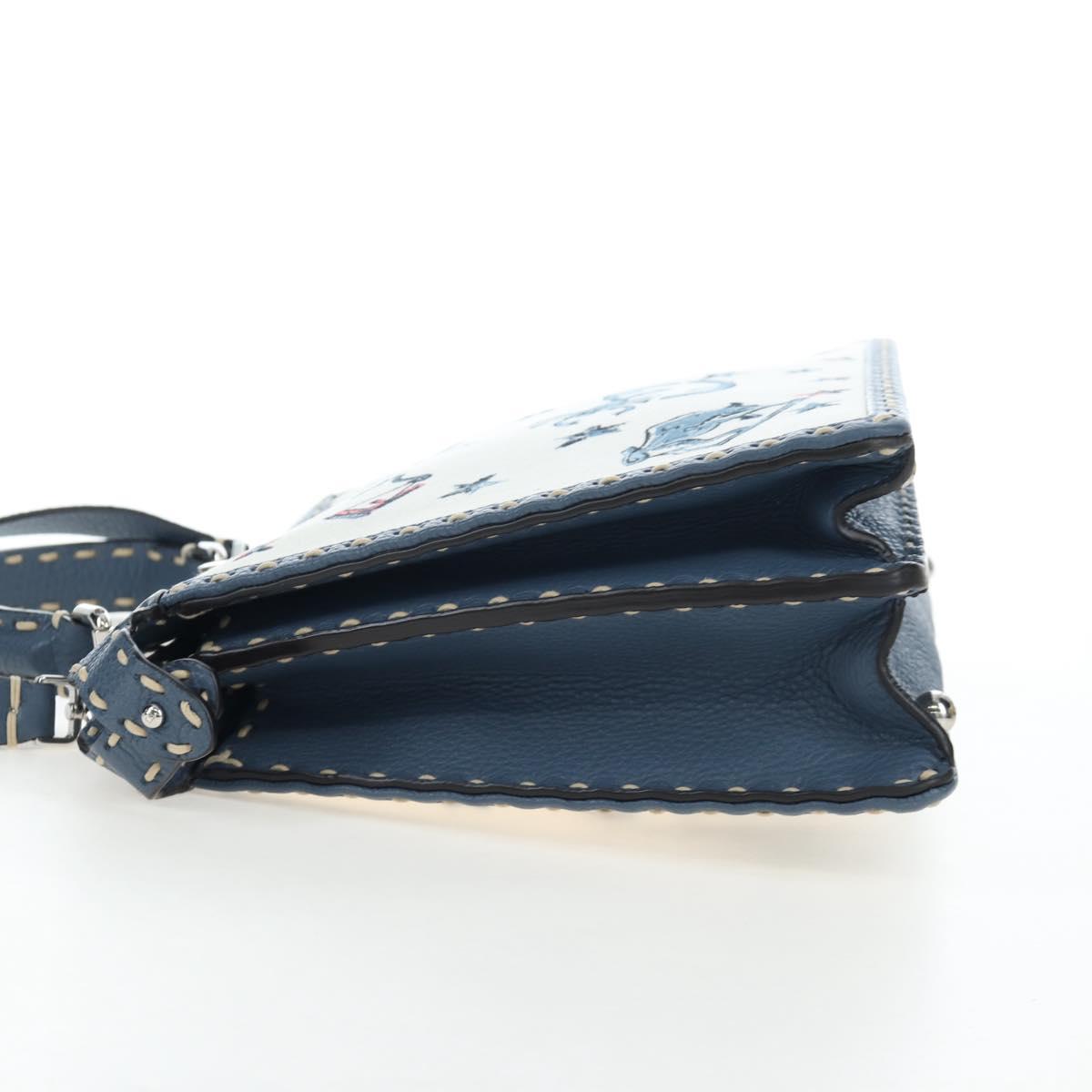 FENDI Selleria Peek A Boo I See You Bag Canvas 2way Light Blue Auth LN207SAM