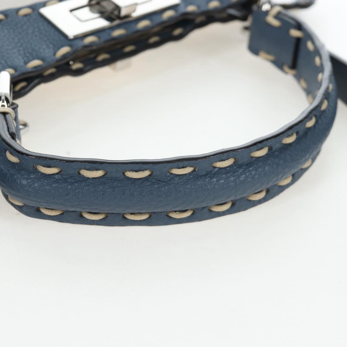 FENDI Selleria Peek A Boo I See You Bag Canvas 2way Light Blue Auth LN207SAM
