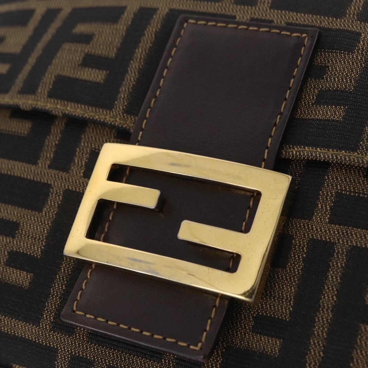 FENDI Zucca Canvas Mamma Baguette Shoulder Bag Black Brown Auth LN208V