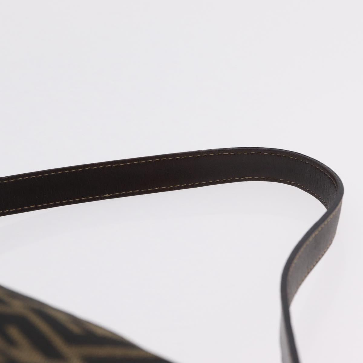 FENDI Zucca Canvas Mamma Baguette Shoulder Bag Black Brown Auth LN208V