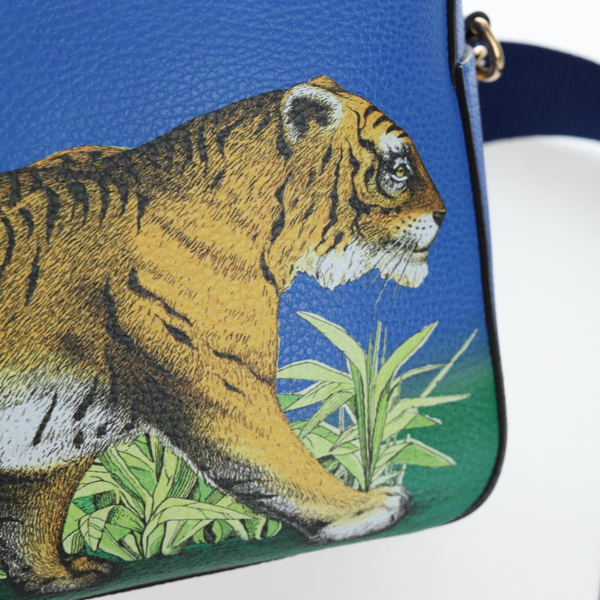 GUCCI Hand Bag Leather 2way Blue Gold Auth LN209SAM