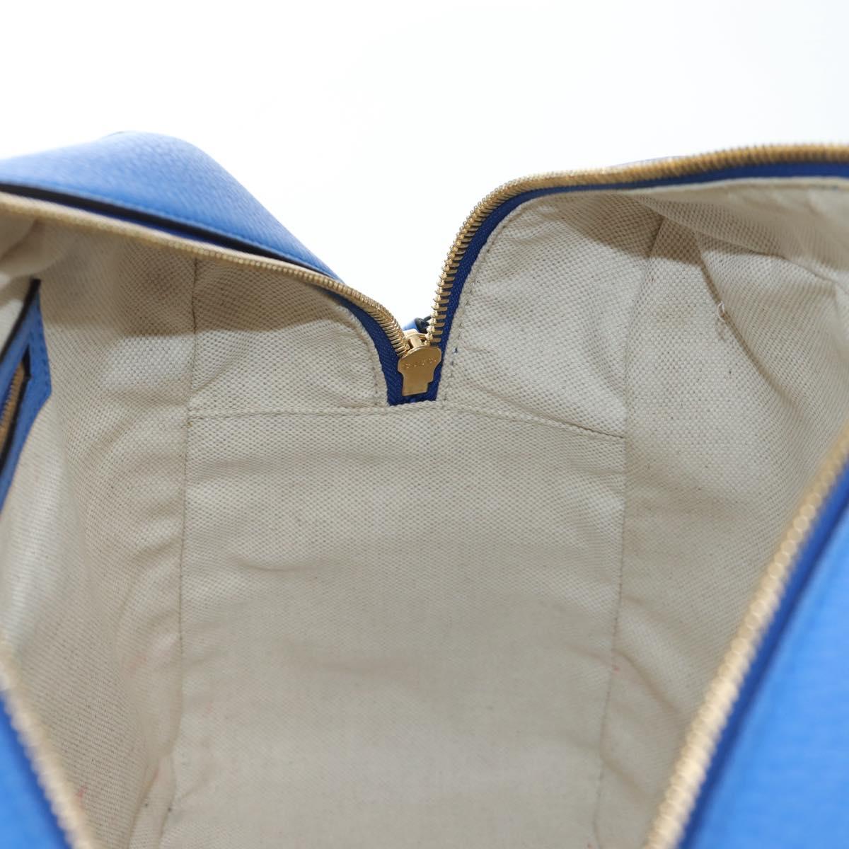 GUCCI Hand Bag Leather 2way Blue Gold Auth LN209SAM