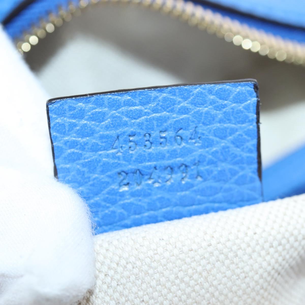 GUCCI Hand Bag Leather 2way Blue Gold Auth LN209SAM