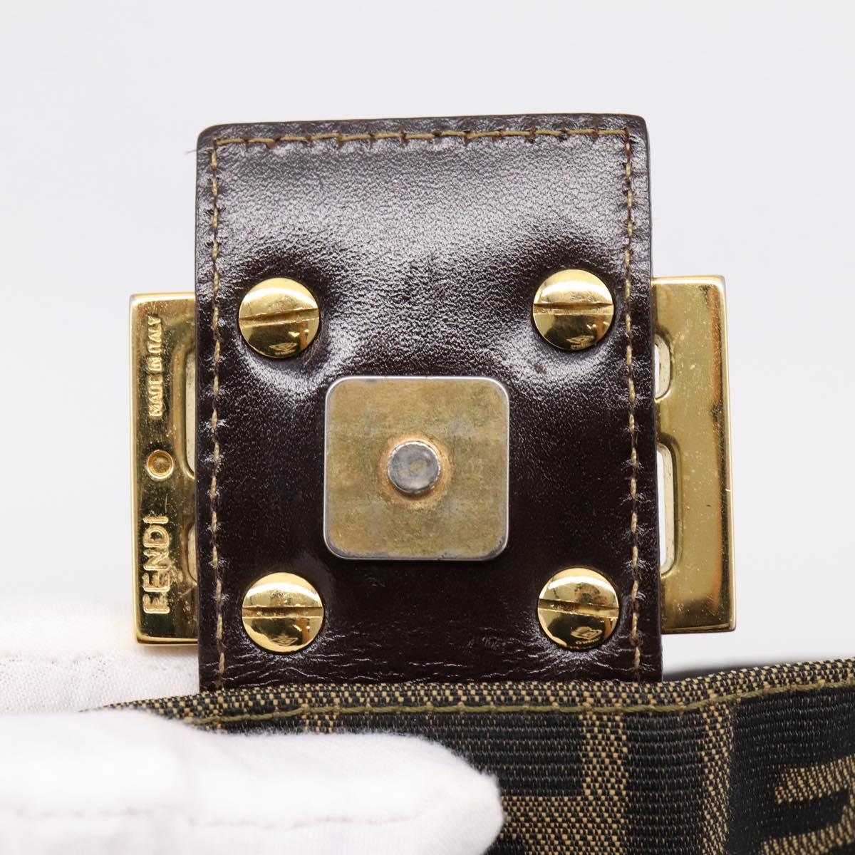 FENDI Zucca Canvas Mamma Baguette Shoulder Bag Brown Black Auth LN210V